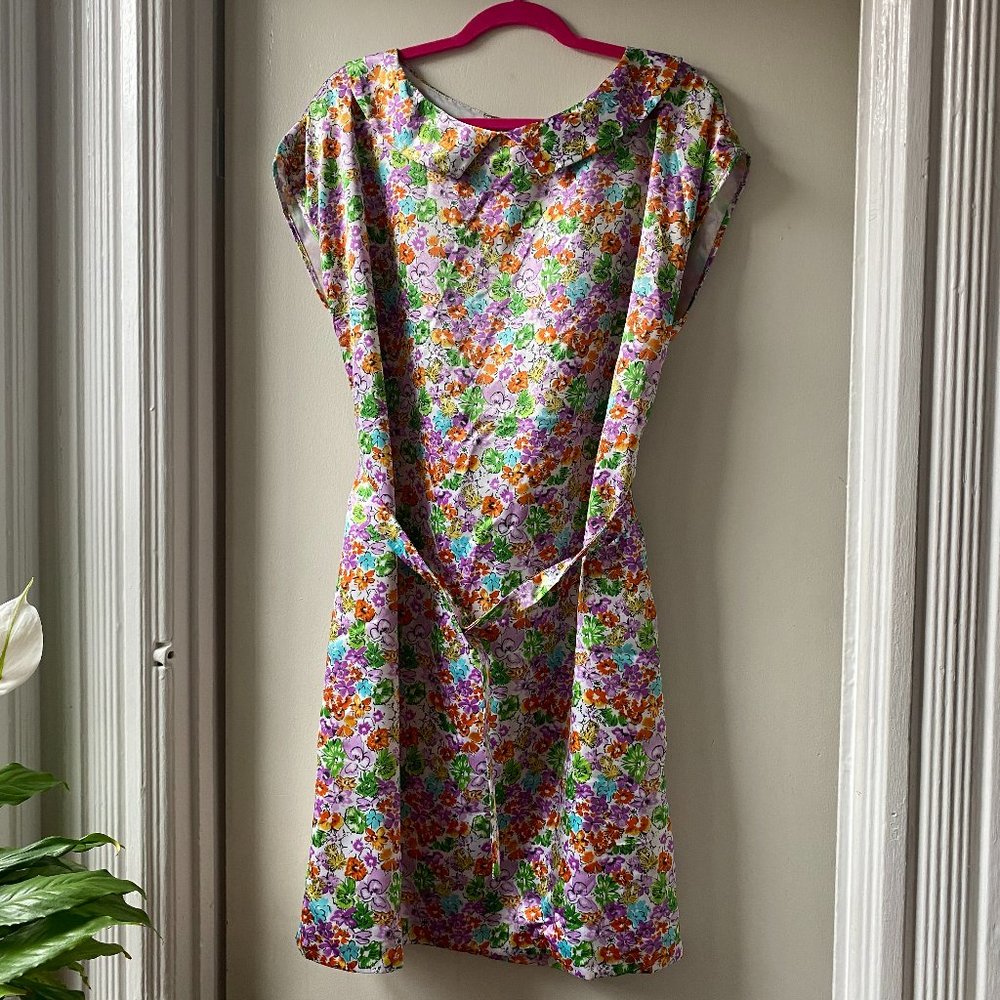 Who's Who Belted Floral Sheath Dress with Collar